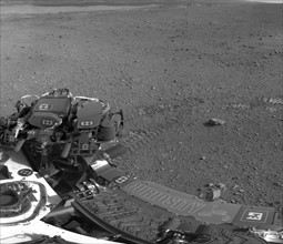 This 360-degree panorama shows evidence of a successful first test drive for NASA's Curiosity rover