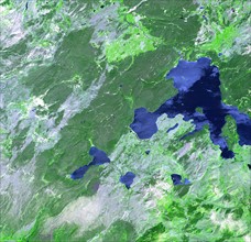 Satellite view of fire devastating forests