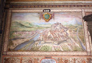 Painted interior detail from the Palazzo Vecchio in Florence, Italy.