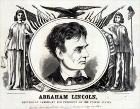 Republician candidate Abraham Lincoln for President of the USA, 1860.
