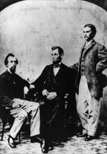 President Abraham Lincoln with Secretaries John Hay and John Nicolay 1863.