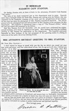 Elizabeth Cady Stanton and Susan B Anthony memories in a memoriam article.