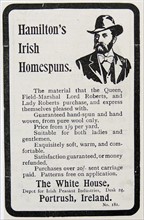 Advertisement for Hamilton's Irish Homespun woollens