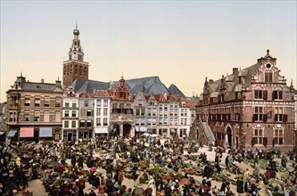 The great market, Nijmegen, Holland, between 1890 - 1900.