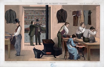People working in tailor shop, c.1874