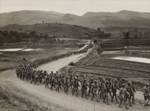 Queue of Chinese warriors, 1943