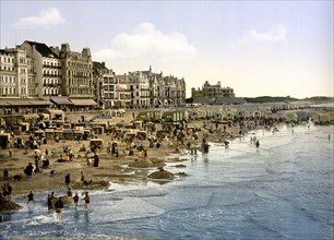 The beach at high water, Ostend, Belgium 1905