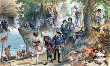 Historical figures enjoying good time, 1885