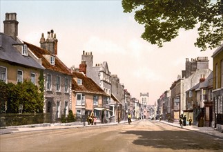High Street West, Dorchester, England between 1890 and 1900.
