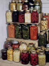 Display of American world war II home-canned food, 1944
