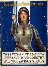 Poster showing Joan of Arc raising a sword