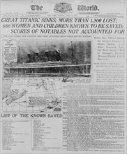 Headline with the sinking of the Titanic, 1912