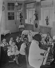 Nursery school children having music and rythms in the USSR