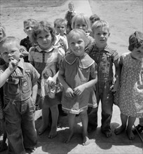 Farm Security Administration (FSA) camp for migrant agricultural workers. Children who attend nursery school. California 19390101