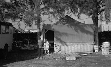 Housing conditions in one of Florida's migrant fruit workers' camps, near Belle Glade, Florida 19370101.
