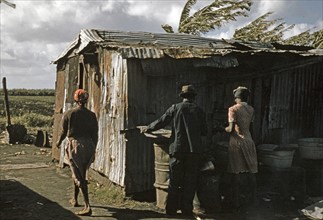 Negro migratory workers by a shack, Belle Glade, Florida. 19410101