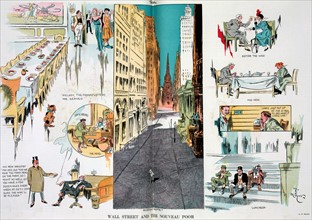 Illustration of deserted Wall Street in 1914