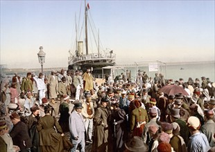 Disembarking from a ship, Algiers, Algeria, 1899.