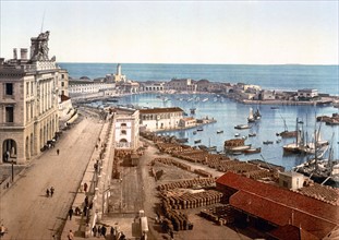 The harbour and admiralty, Algiers, Algeria 1899.