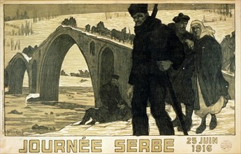Serbians crossing the River Drina into Albania, 1916