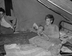 white migrant child in tent home near Harlingen, Texas 19390101
