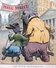 Caricature about US politicians and Wall Street, 1908