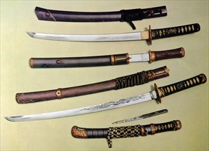 Collection of 14th Century Japanese Katana, Wakizashi, Tanto, and Samurai swords