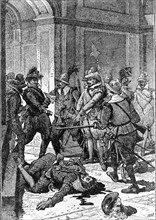 Illustration depicting the death of Francisco Pizarro