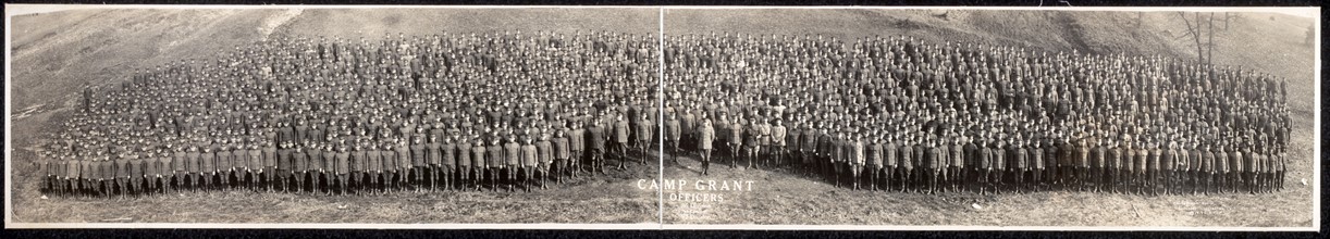 Photographic print of US Army Officers at Camp Grant preparing to transfer to Europe for war