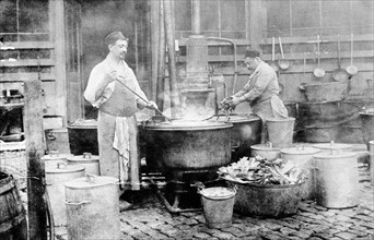 Photographic print of a, World War One, Municipal soup kitchen in Belgium