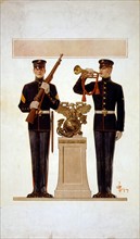 Poster depicting two Marines in dress uniform