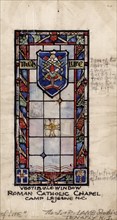 Drawing for a stained glass vestibule window depicting the Tree of Life