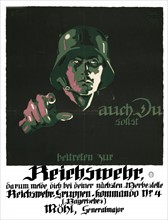 German propaganda poster encouraging enlistment Reichswehr credited to Oscar Consée Kunstanstalt