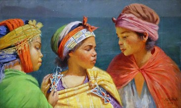 Painting titled 'Girls Algiers' by Marc Alfred Chataud