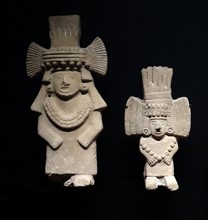 Stone figurines of Chalchiuhtlicue, Aztec Goddess of water, rivers, seas, streams, storms, and baptism, from Mexico