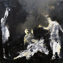 Painting titled 'The Imprecation' by Miklos Bokor
