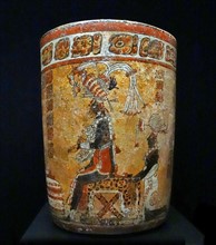Mayan terracotta vase depicting a king or ruler