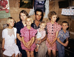 Jack Whinery and his family, homesteaders, Pie Town, New Mexico. Photographer, Lee Russell, 1903-1986, colour.