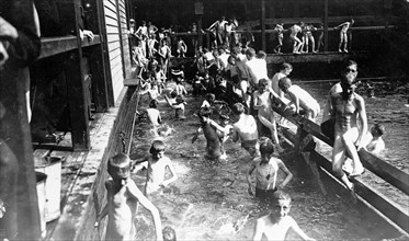 City children in free bath at the Battery, New York City.