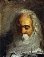 Walt Whitman, head and shoulders portrait.
