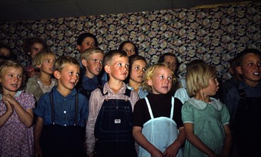 School children singing, USA. Russell, Lee, photographer.