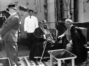 Franklin D. Roosevelt and King Ibn Saud of Saudi Arabia in Egypt.