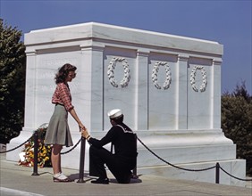Sailor and girl at the Tomb of the Unknown Soldier, Washington D.C.