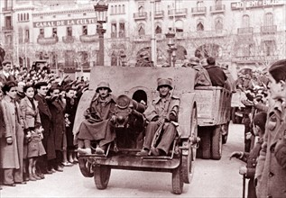 Nationalist troops enter Barcelona during the Spanish Civil War, 1939