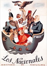poster critical of the groups which supported the military rebellion in the Spanish Civil War,