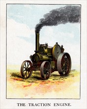 An American illustration of a steam traction engine on a farm 1870