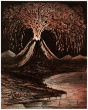 An American illustration of the Volcano which erupted at Vesuvius in 79 AD destroying the Roman town of Pompeii