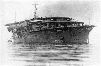 World War Two Japanese Imperial Navy aircraft carrier 'The Kaga' at sea 1941