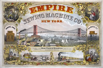 Colour lithograph of advertising the Empire Sewing Machine Co.