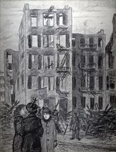 Illustration depicting damage caused during the First World War